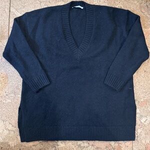 Women’s Oversized Black V-Neck Sweater